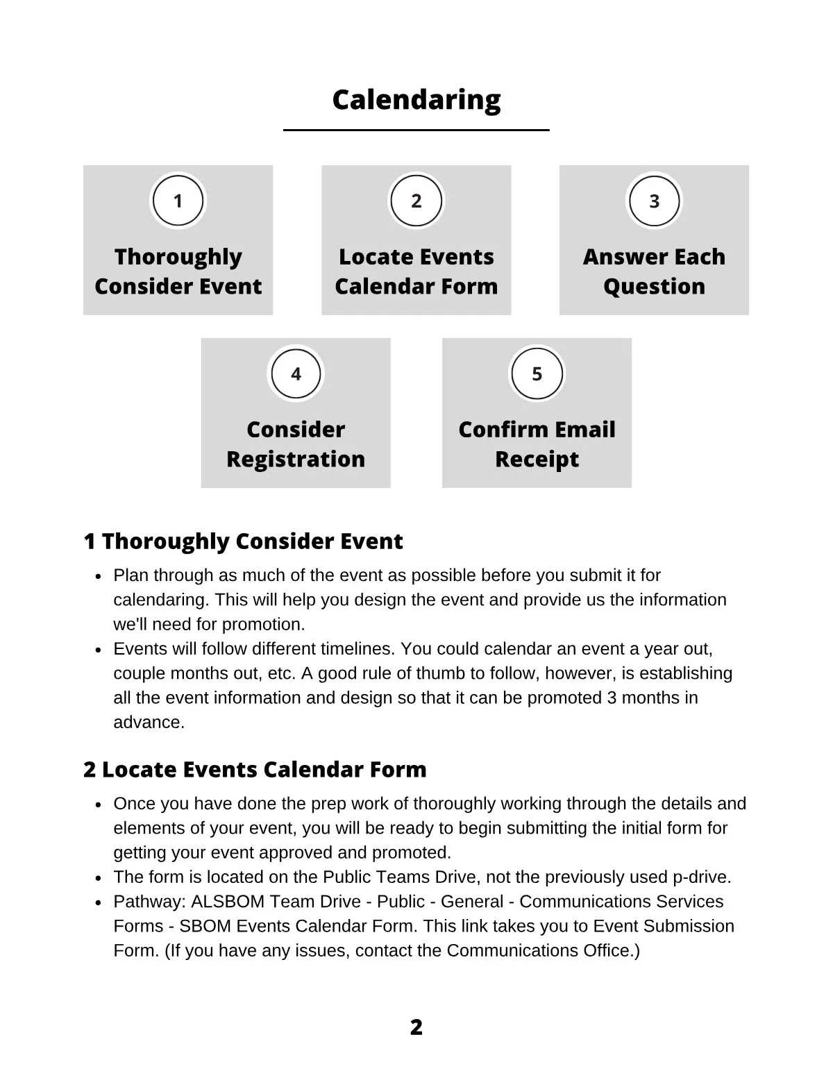 Page 4 of Principles for Effective Promotion: Calendaring Thoroughly Consider Event Locate Events Calendar Form Answer Each Question Consider Registration Confirm Email Receipt 1 Thoroughly Consider Event Plan through as much…